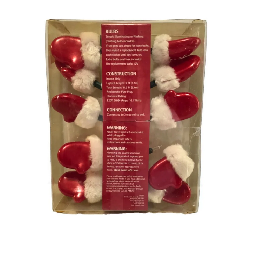 New Santa Red Mittens 10 Light Set Novelty Christmas Lights, 2004,